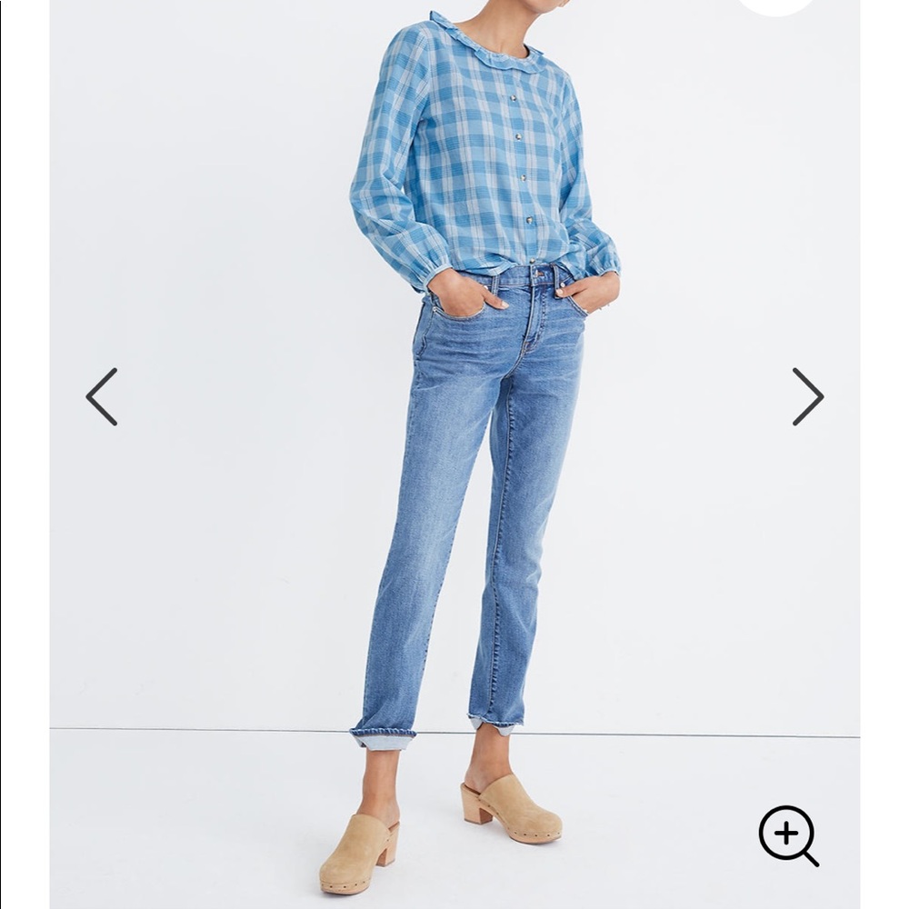 Madewell Ruffle-Neck Top In Colwell Plaid